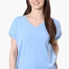 Runaway Bay Sport Cuffed Sleeve V-Neck Tee - Blue