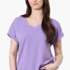 Runaway Bay Sport Cuffed Sleeve V-Neck Tee - Lavender