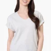 Runaway Bay Sport Cuffed Sleeve V-Neck Tee - Grey