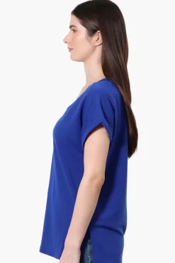 Runaway Bay Sport Cuffed Sleeve V-Neck Tee - Blue