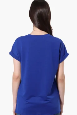 Runaway Bay Sport Cuffed Sleeve V-Neck Tee - Blue