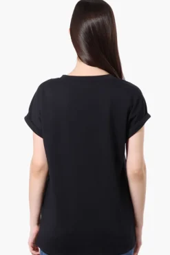 Runaway Bay Sport Cuffed Sleeve V-Neck Tee - Black