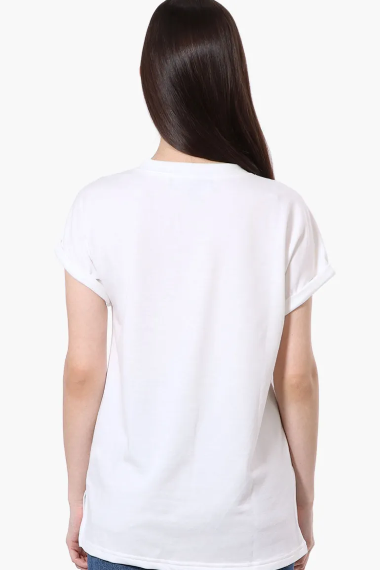 Runaway Bay Sport Cuffed Sleeve V-Neck Tee - White