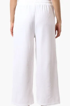 Runaway Bay Tie Waist Wide Leg Pants - White