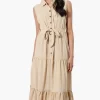 Stylexchange Belted Tiered Front Button Maxi Dress - Beige