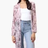 Stylexchange Floral Long Sleeve Sheer Duster Cardigan - Pink