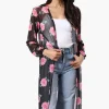 Stylexchange Floral Long Sleeve Sheer Duster Cardigan - Black