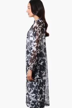 Stylexchange Floral Long Sleeve Sheer Duster Cardigan - White