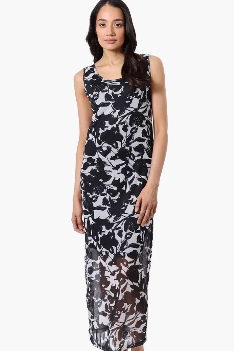 Stylexchange Floral Sheer Maxi Dress - Grey