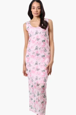 Stylexchange Floral Sheer Maxi Dress - Pink