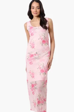 Stylexchange Floral Sheer Maxi Dress - Pink