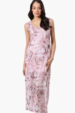 Stylexchange Floral Sheer Maxi Dress - Pink