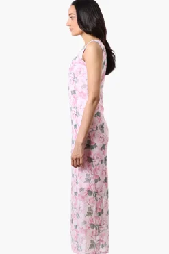 Stylexchange Floral Sheer Maxi Dress - Pink