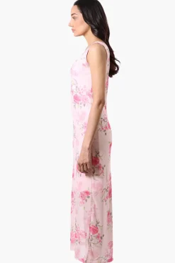 Stylexchange Floral Sheer Maxi Dress - Pink