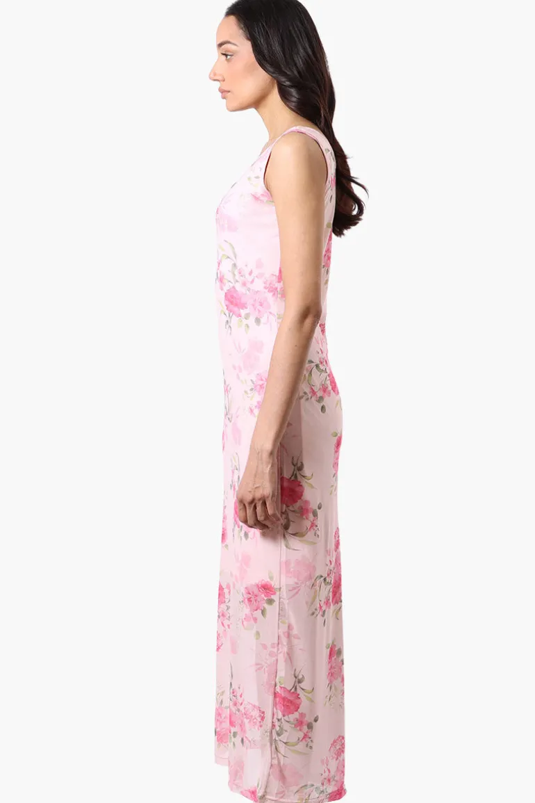 Stylexchange Floral Sheer Maxi Dress - Pink