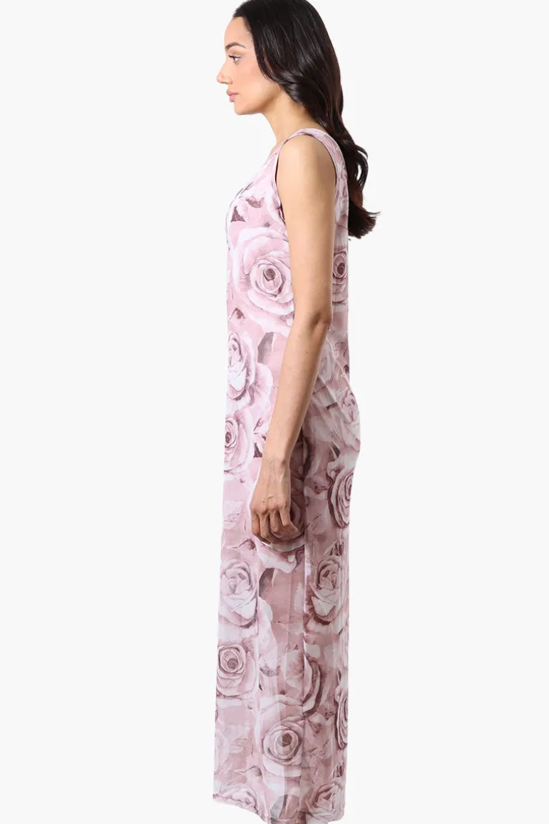 Stylexchange Floral Sheer Maxi Dress - Pink