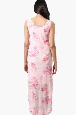 Stylexchange Floral Sheer Maxi Dress - Pink