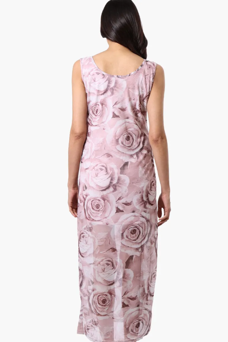 Stylexchange Floral Sheer Maxi Dress - Pink