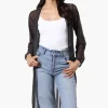 Stylexchange Polka Dot Long Sleeve Sheer Duster Cardigan - Black