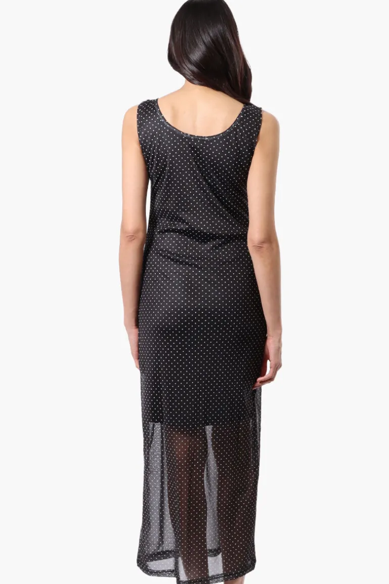Stylexchange Polka Dot Sheer Maxi Dress - Black