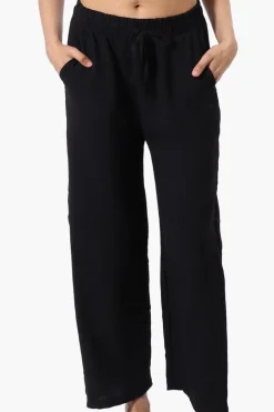Stylexchange Tie Waist Wide Leg Crinkled Pants - Black