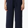 Stylexchange Tie Waist Wide Leg Crinkled Pants - Navy