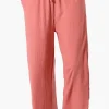 Stylexchange Tie Waist Wide Leg Crinkled Pants - Coral