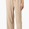 Stylexchange Tie Waist Wide Leg Crinkled Pants - Beige