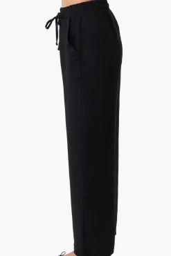 Stylexchange Tie Waist Wide Leg Crinkled Pants - Black