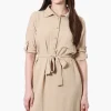 Stylexchange Vintage Belted Roll Up Sleeve Day Dress - Beige