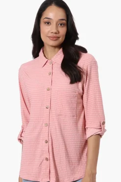 Stylexchange Vintage Button Down Roll Up Sleeve Shirt - Pink