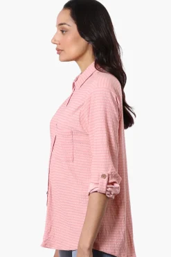 Stylexchange Vintage Button Down Roll Up Sleeve Shirt - Pink