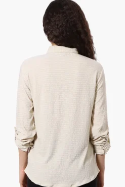 Stylexchange Vintage Button Down Roll Up Sleeve Shirt - Cream