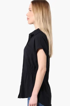 Stylexchange Vintage Cinched Waist Button Down Shirt - Black