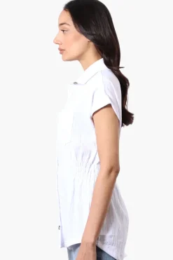Stylexchange Vintage Cinched Waist Button Down Shirt - White