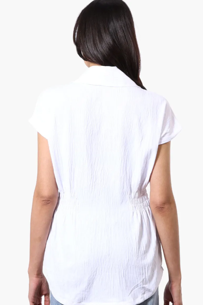 Stylexchange Vintage Cinched Waist Button Down Shirt - White