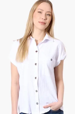 Stylexchange Vintage Short Sleeve Button Down Shirt - White