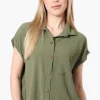 Stylexchange Vintage Short Sleeve Button Down Shirt - Olive