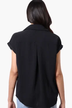 Stylexchange Vintage Short Sleeve Button Down Shirt - Black