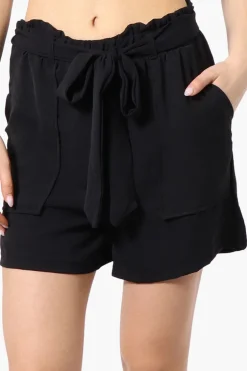 Stylexchange Vintage Solid Belted Shorts - Black