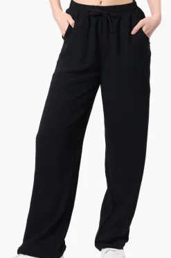 Stylexchange Vintage Solid Tie Waist Palazzo Pants - Black