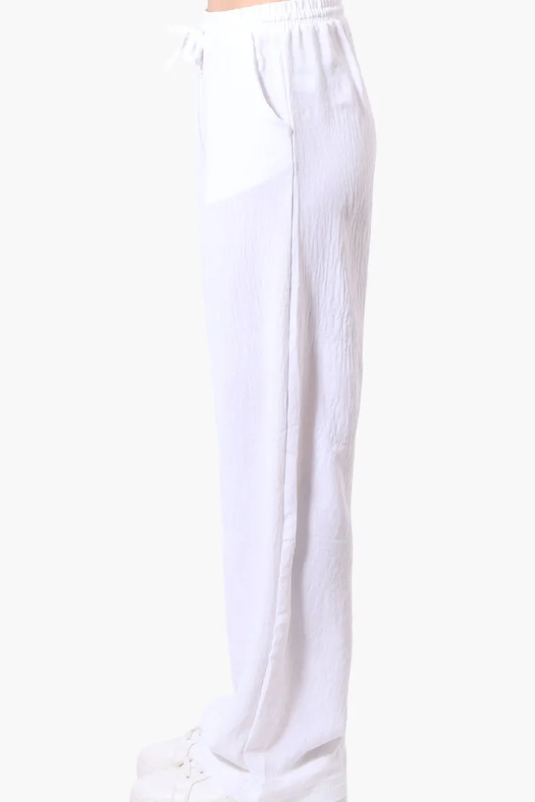 Stylexchange Vintage Solid Tie Waist Palazzo Pants - White