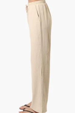 Stylexchange Vintage Solid Tie Waist Palazzo Pants - Cream