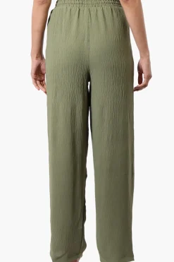 Stylexchange Vintage Solid Tie Waist Palazzo Pants - Olive
