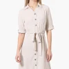 Urbanology Belted Roll Up Sleeve Day Dress - Cream