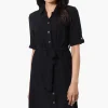 Urbanology Belted Roll Up Sleeve Day Dress - Black