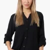 Urbanology Button Down Roll Up Sleeve Shirt - Black