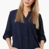 Urbanology Button Down Roll Up Sleeve Shirt - Navy