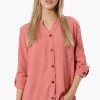Urbanology Button Down Roll Up Sleeve Shirt - Coral