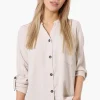 Urbanology Button Down Roll Up Sleeve Shirt - Cream